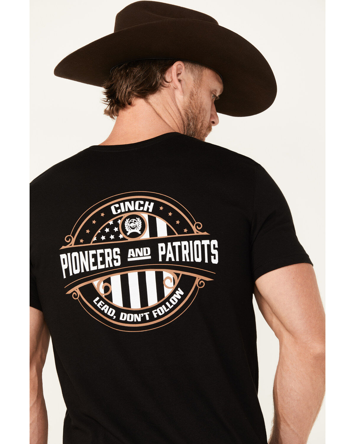 Image #2 - Cinch Men's Boot Barn Exclusive Pioneers and Patriots Short Sleeve Graphic T-Shirt, Black, hi-res