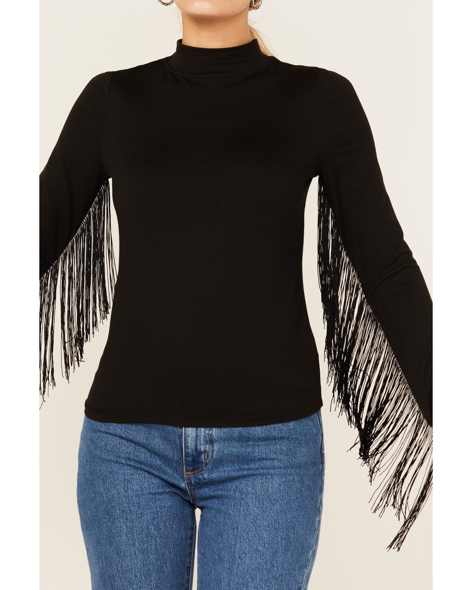Product Name: Rock & Roll Denim Women's Solid Fringe Long Sleeve Shirt