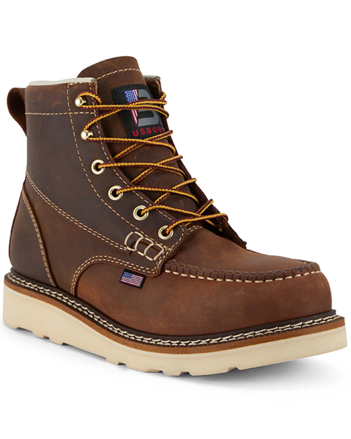US Boot Men's 6" Driftlock Waterproof Moc Work Boots - Soft Toe, Brown, hi-res