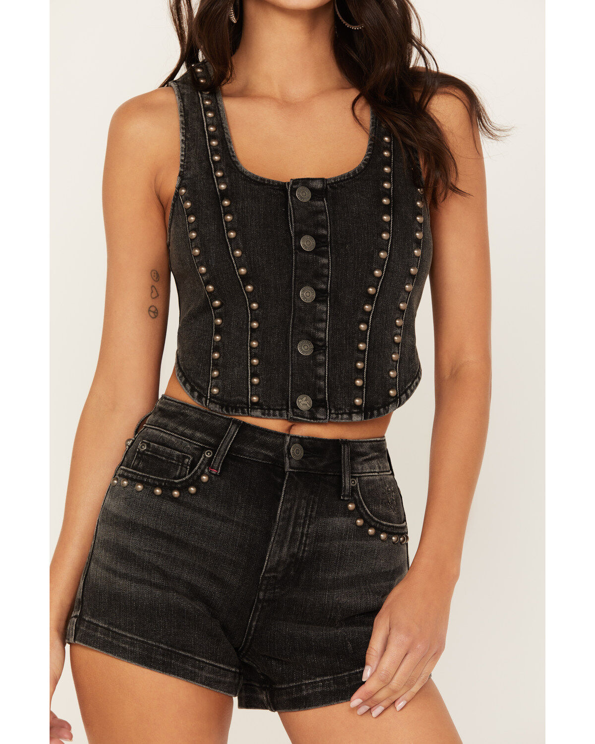 Image #3 - Idyllwind Women's Delrose Drive Studded Denim Vest, Black, hi-res