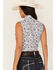 Rough Stock by Panhandle Women's Floral Paisley Print Sleeveless Pearl Snap Western Core Shirt, White, hi-res