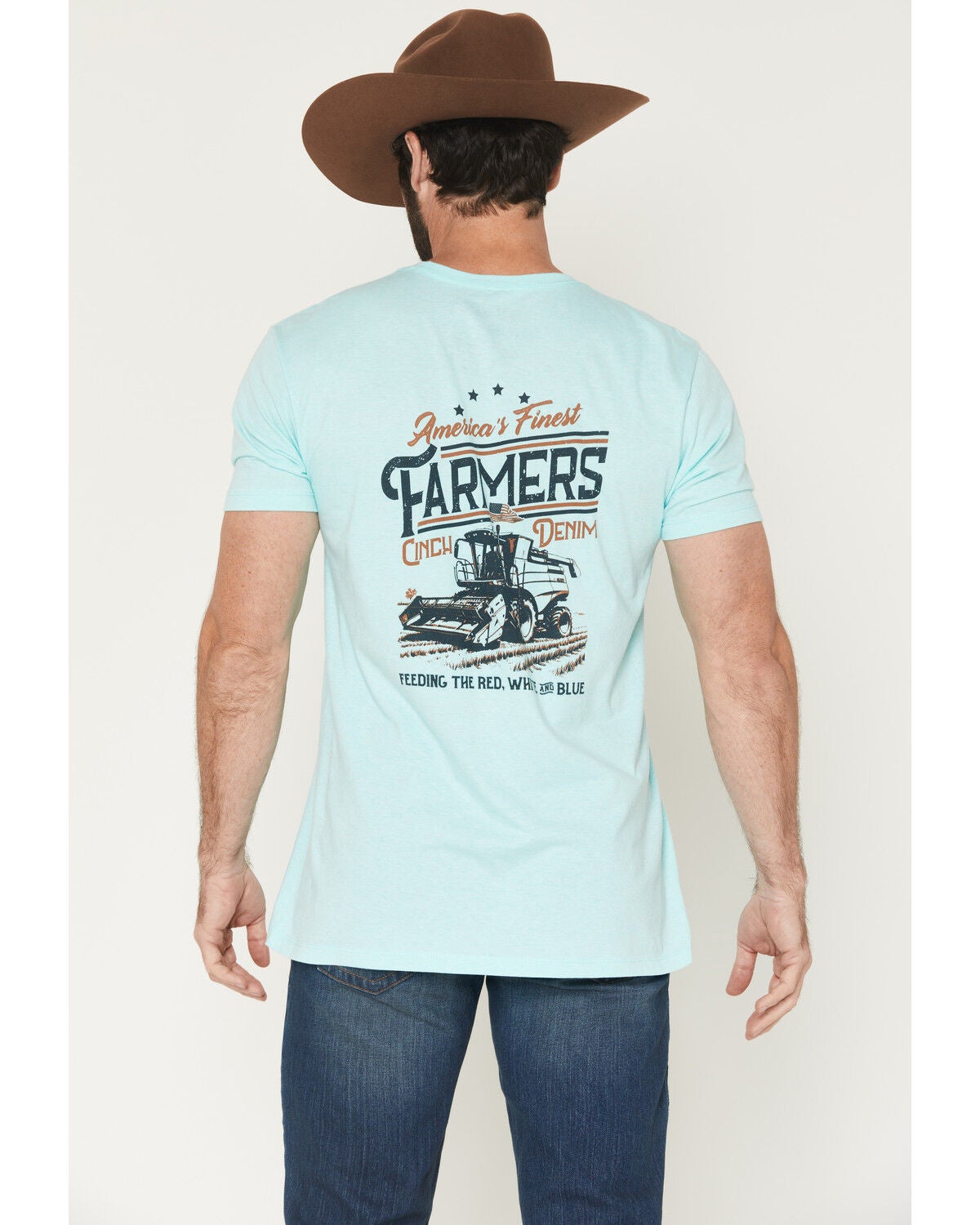 Image #1 - Cinch Men's America's Finest Farmers Short Sleeve Graphic T-Shirt, Blue, hi-res