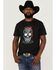 Image #1 - Cody James Men's Viva Mexico Muertos Skull Graphic Short Sleeve T-Shirt, Black, hi-res