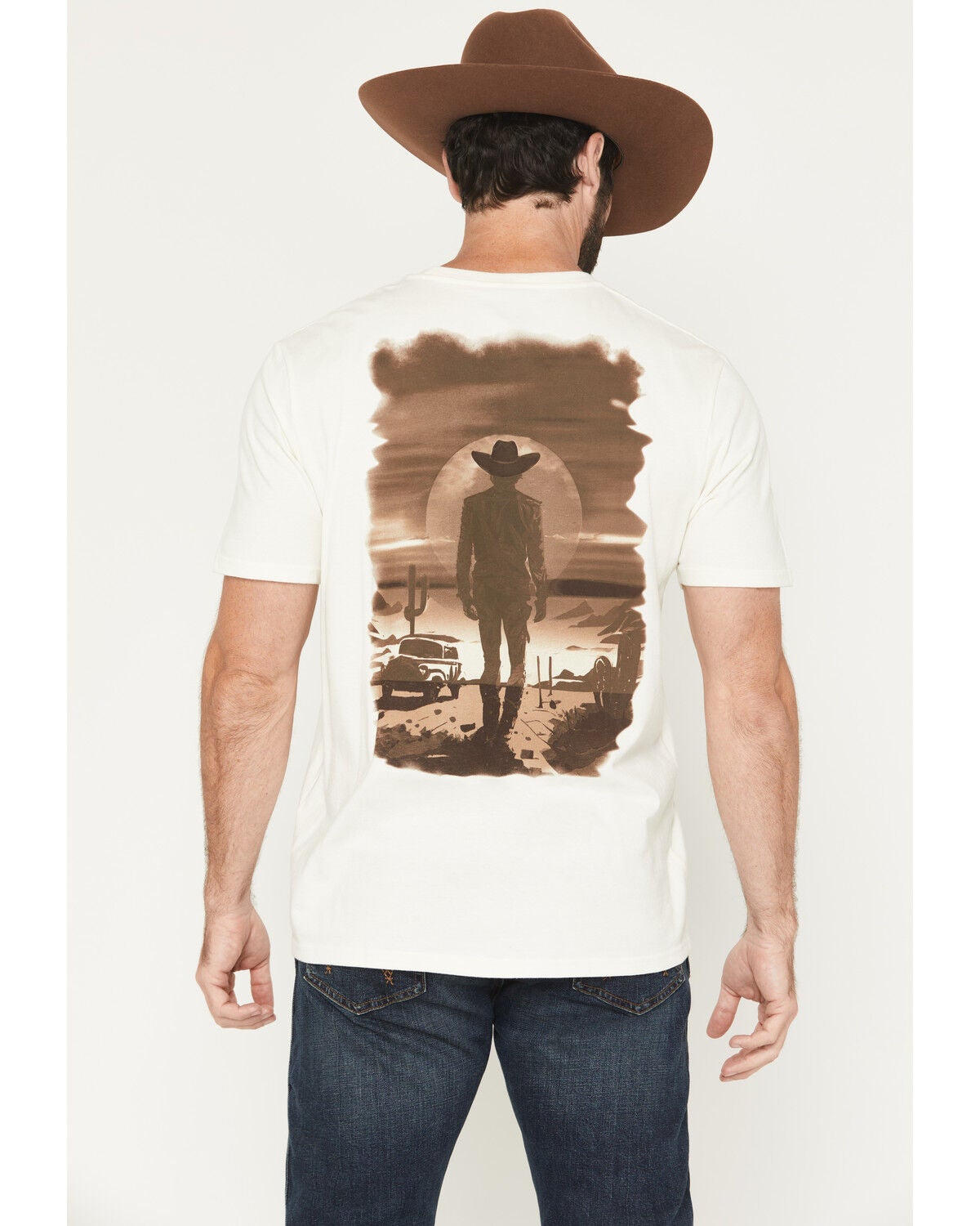 Wrangler Men's Cowboy Desert Short Sleeve Graphic T-Shirt, White, hi-res