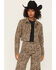 Image #2 - Cello Women's Leopard Print Oversized Cropped Denim Jacket, Leopard, hi-res
