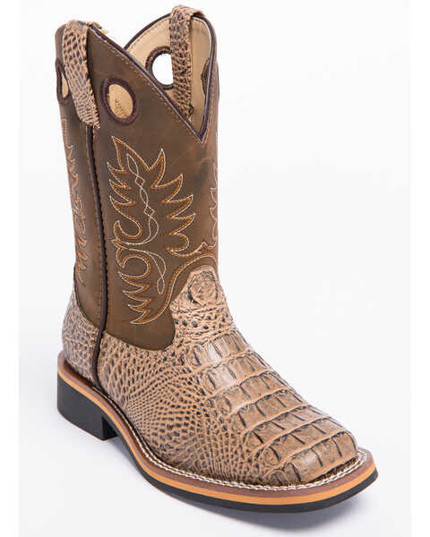 Cody James Boys' Gator Print Western Boots - Broad Square Toe, Brown, hi-res