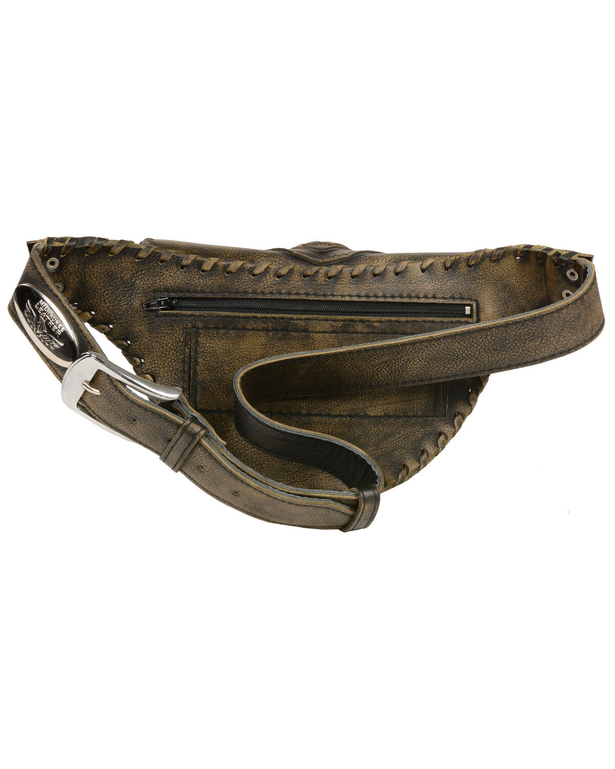 Image #3 - Milwaukee Leather Women's Stone Inlay & Gun Holster Braided Leather Hip Bag, , hi-res