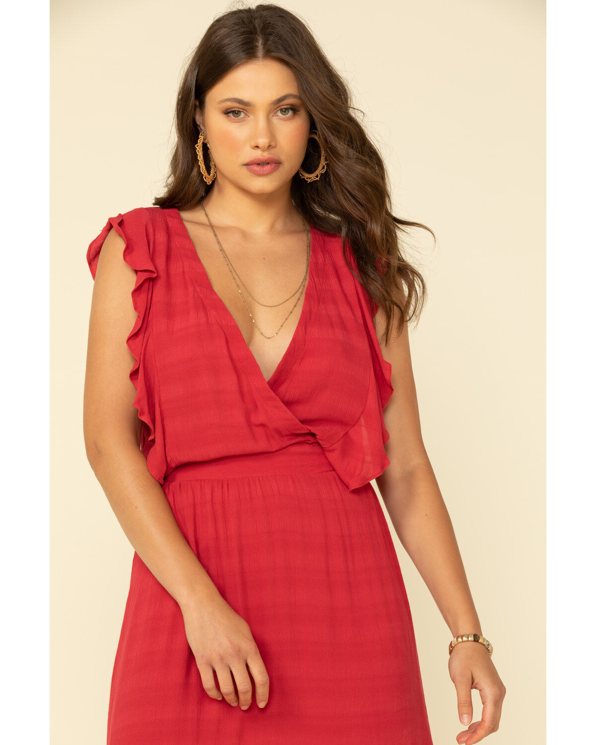 Image #3 - Stetson Women's Red Textured Ruffle Maxi Dress, , hi-res