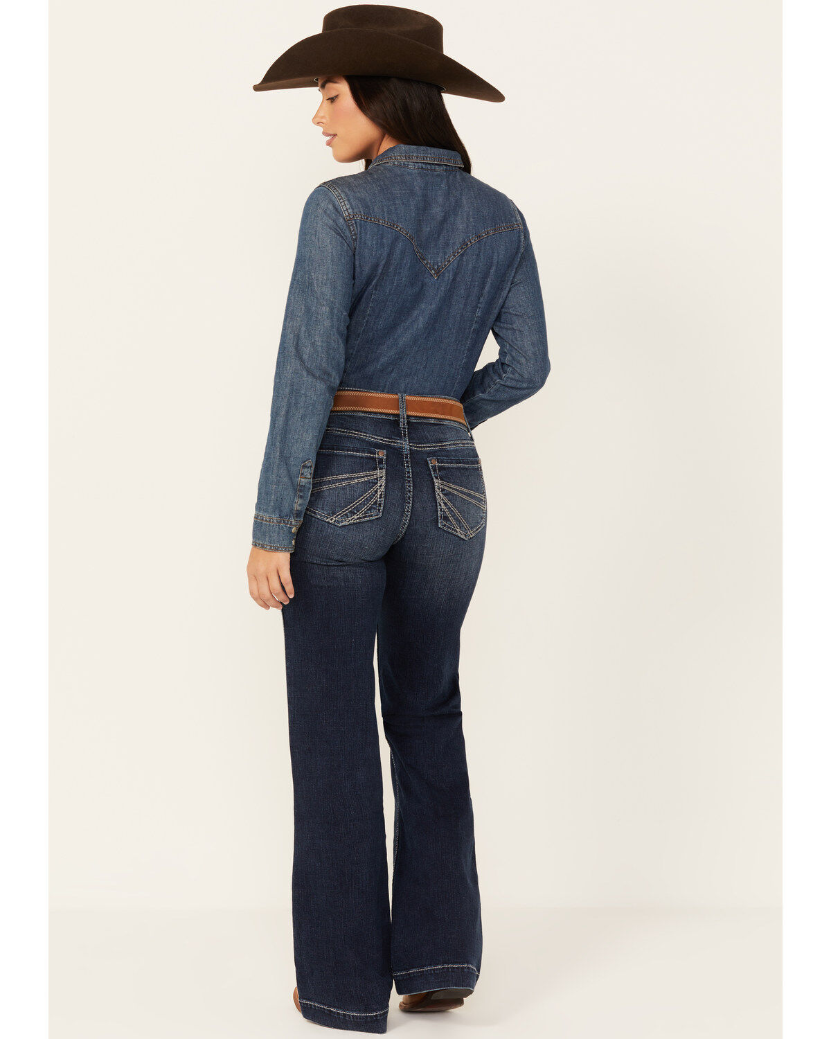 Image #3 - Shyanne Women's Great Falls Dakota Medium Wash Mid Rise Trouser Stretch Riding Jeans, Medium Wash, hi-res