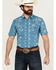 Image #1 - Gibson Men's Hayes Abstract Paisley Print Short Sleeve Snap Western Shirt, Light Blue, hi-res