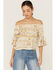Shyanne Women's Woven Off-Shoulder Top, Ivory, hi-res