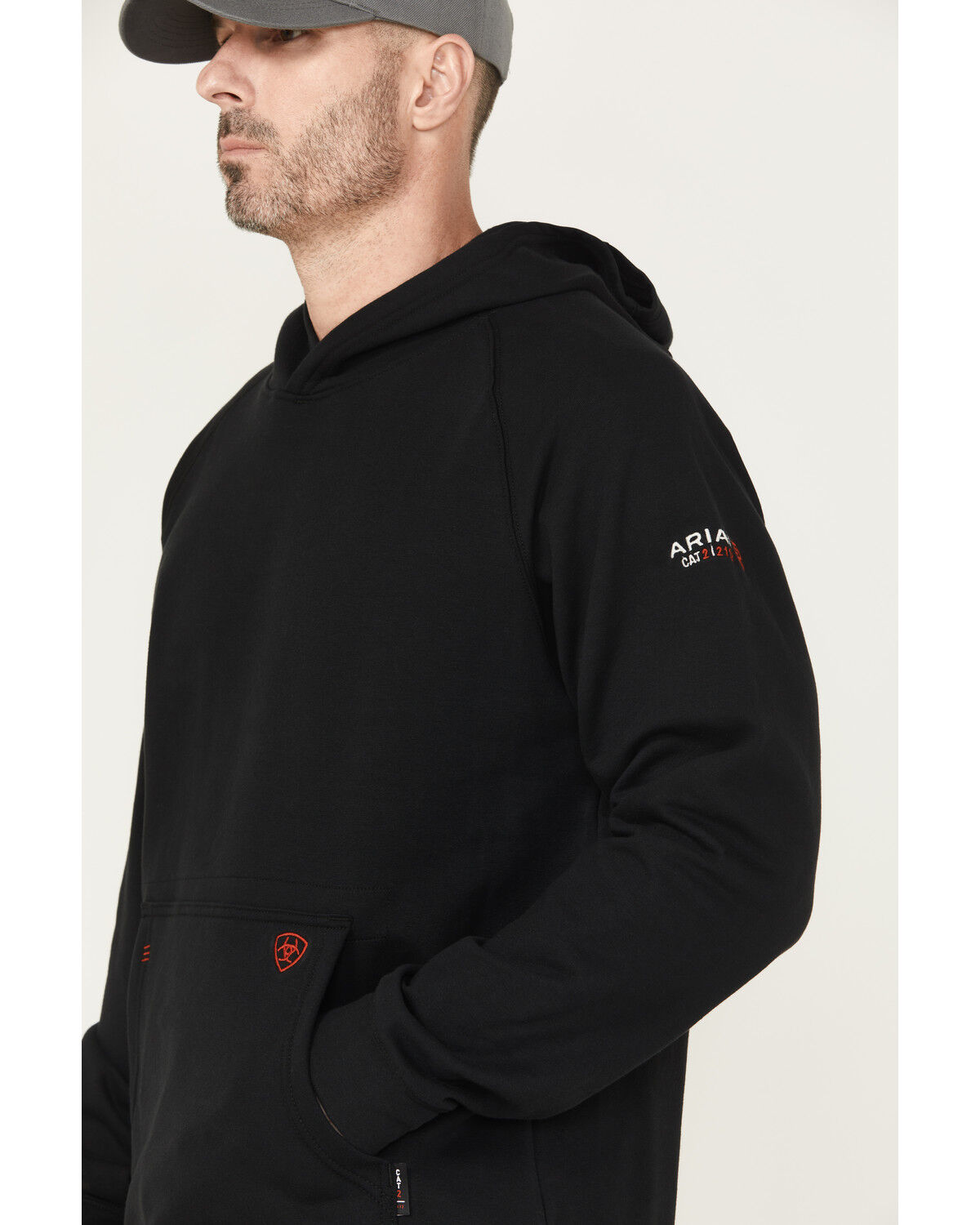 Image #3 - Ariat Men's FR Durastretch Hard Head Hooded Sweatshirt, Black, hi-res
