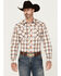 Image #1 - Wrangler Retro Men's Plaid Print Long Sleeve Snap Western Shirt, Orange, hi-res