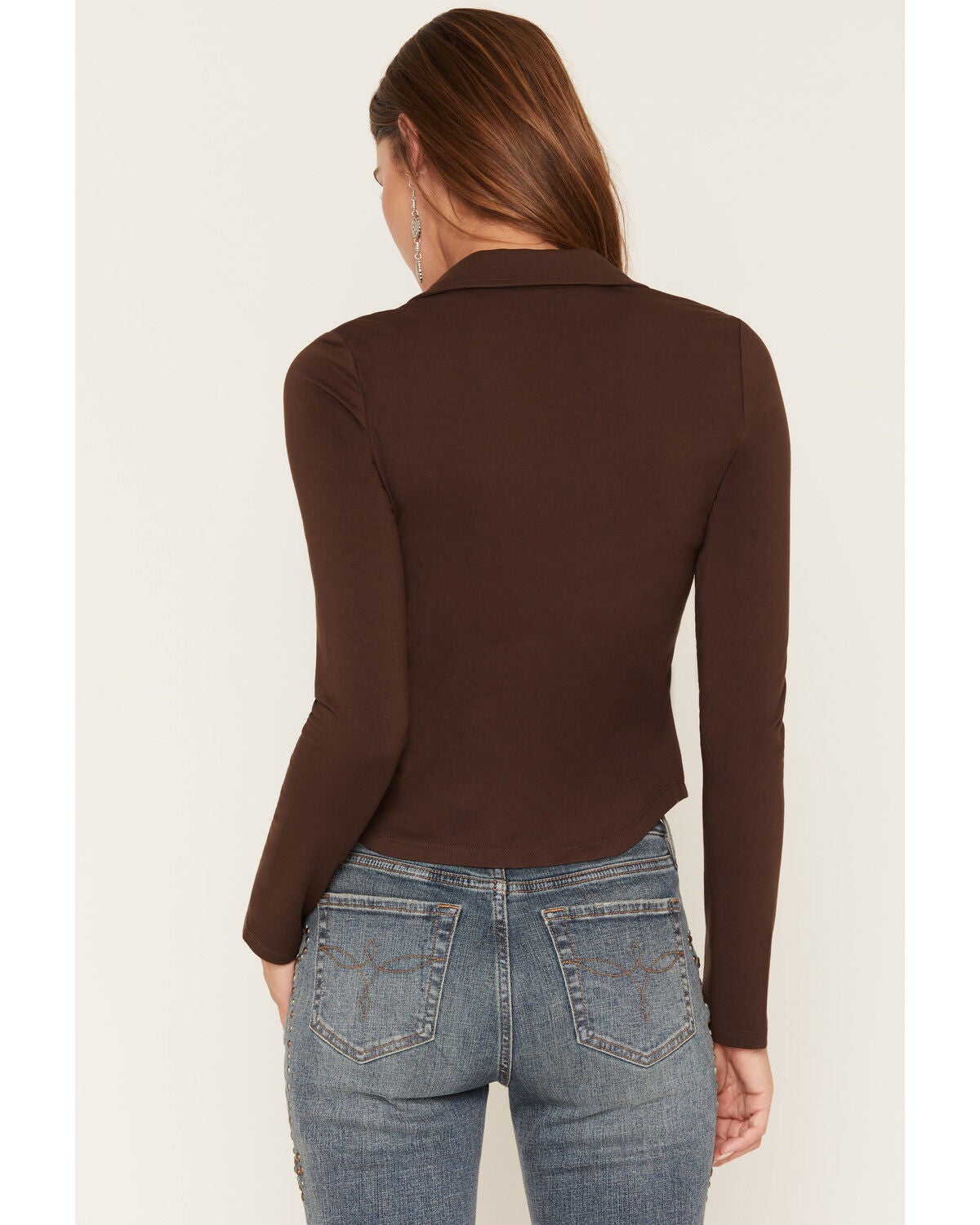 Image #4 - Shyanne Women's Solid Long Sleeve Concho Snap Shirt, Cognac, hi-res
