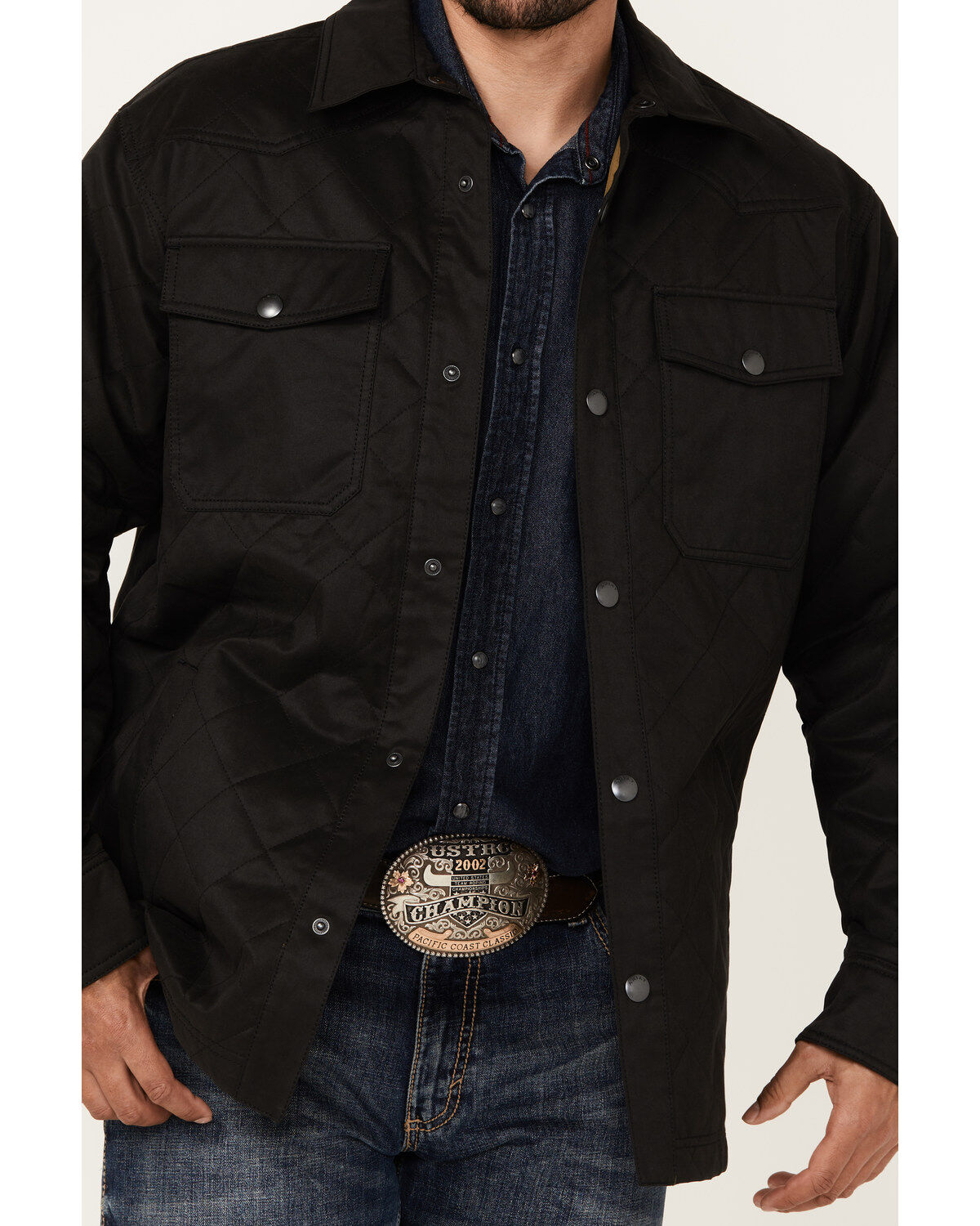 Image #3 - Ariat Men's Grizzly Solid Canvas Shirt Jacket, Black, hi-res