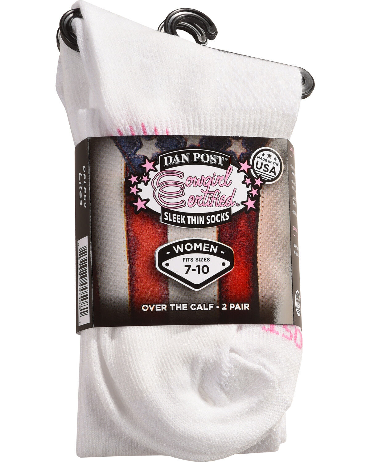 Image #2 - Dan Post Women's Cowgirl Certified Sleek Thin Socks, White, hi-res
