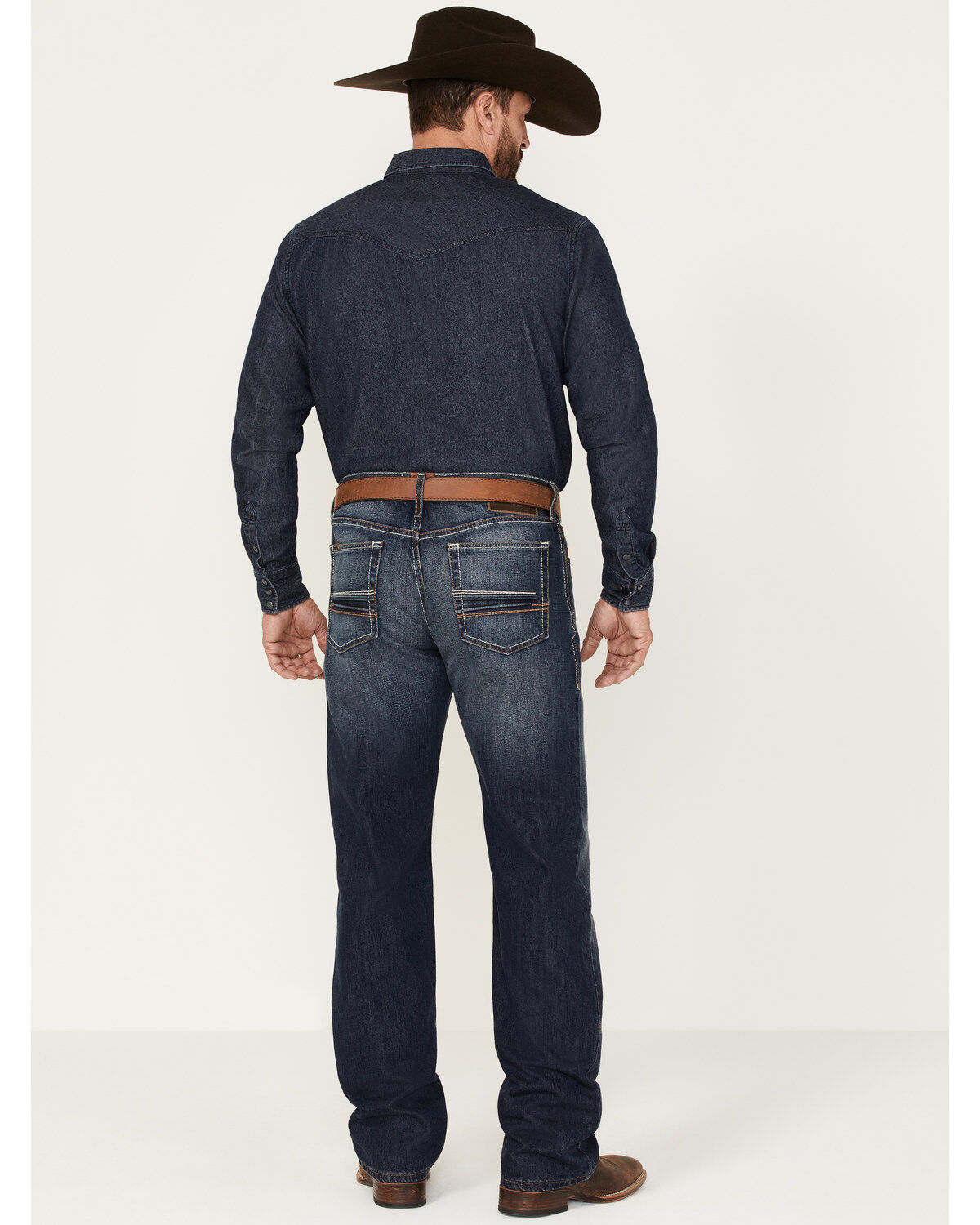 Image #3 - Ariat Men's Big Sur 3D Garby Dark Wash Relaxed Bootcut Jeans, Blue, hi-res