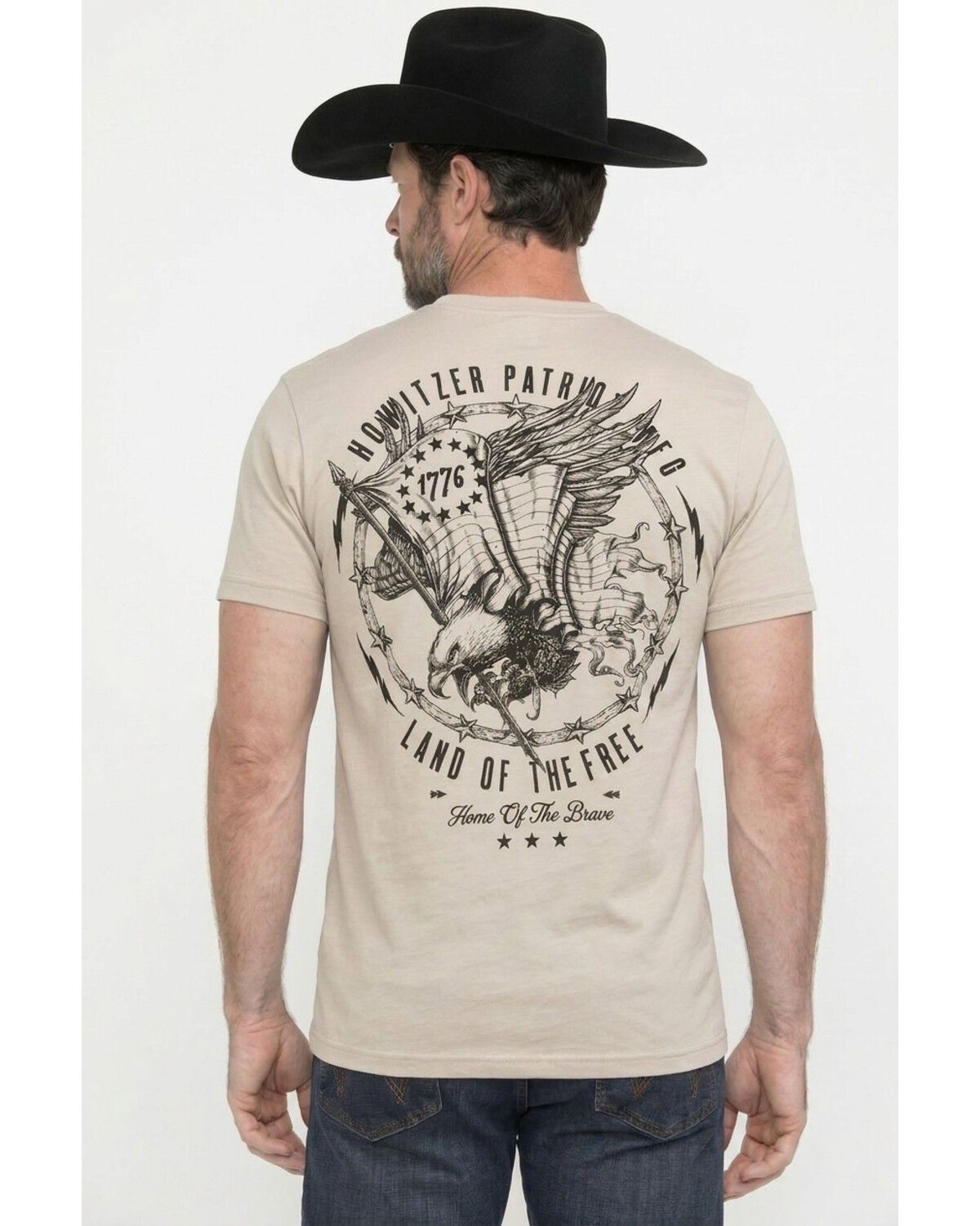 Howitzer Men's Boot Barn Exclusive Patriot Eagle Short Sleeve Graphic T-Shirt, Cream, hi-res