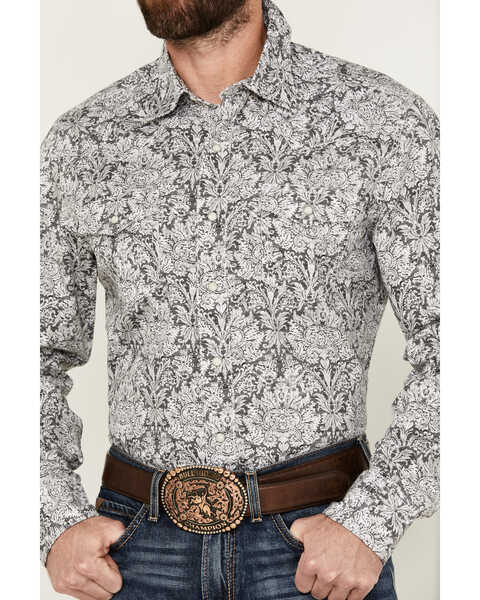 Image #3 - Wrangler Retro Men's Premium Floral Print Long Sleeve Snap Western Shirt - Tall , Black, hi-res