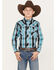 Cowboy Hardware Boys' Plaid Print Long Sleeve Snap Western Shirt, Blue, hi-res