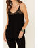 Panhandle Women's Lace Trim Crinkle Inset Cami , Black, hi-res