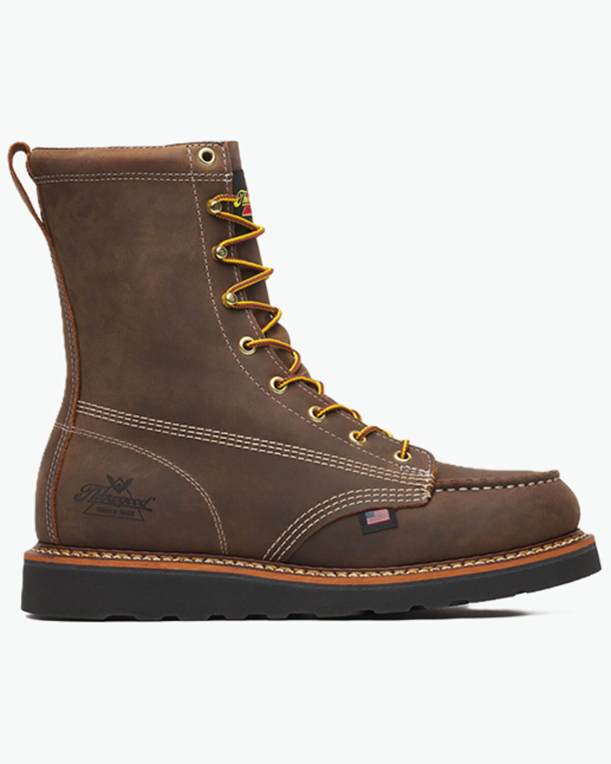 Image #2 - Thorogood Men's 8" American Heritage MAXWear Wedge&trade; Moc Work Boots - Soft Toe, Dark Brown, hi-res