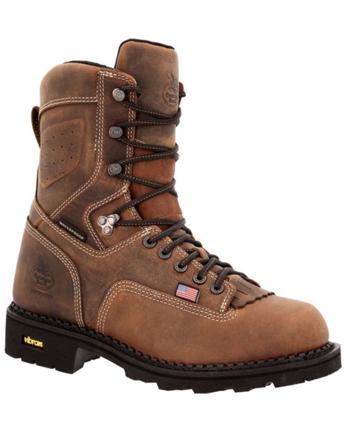 Georgia Boot Men's USA Logger Waterproof Work Boots - Soft Toe, Distressed Brown, hi-res