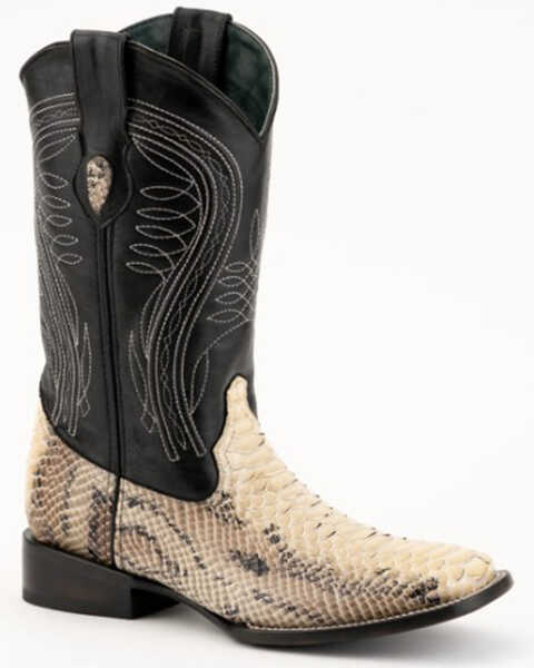 Ferrini Men's Vibora Cowhide Snake Print Western Boots - Broad Square Toe , Natural, hi-res