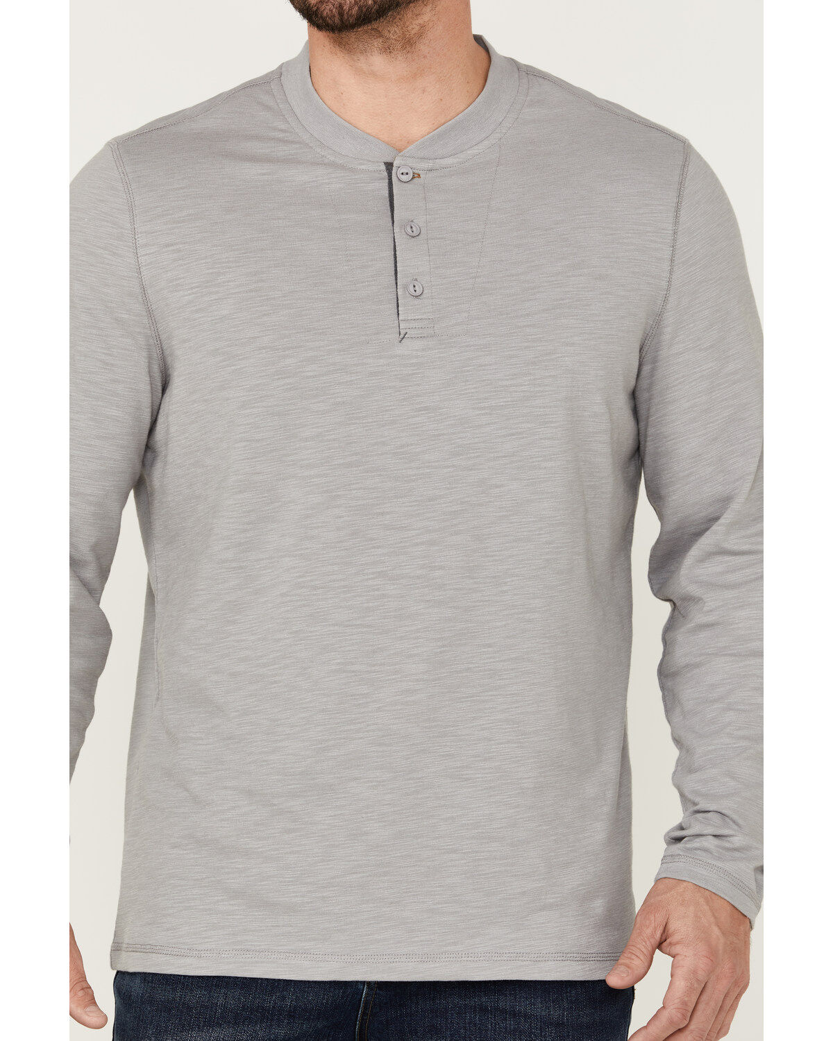 Image #3 - Brothers and Sons Men's Solid Heather Slub Long Sleeve Henley Shirt, Light Grey, hi-res