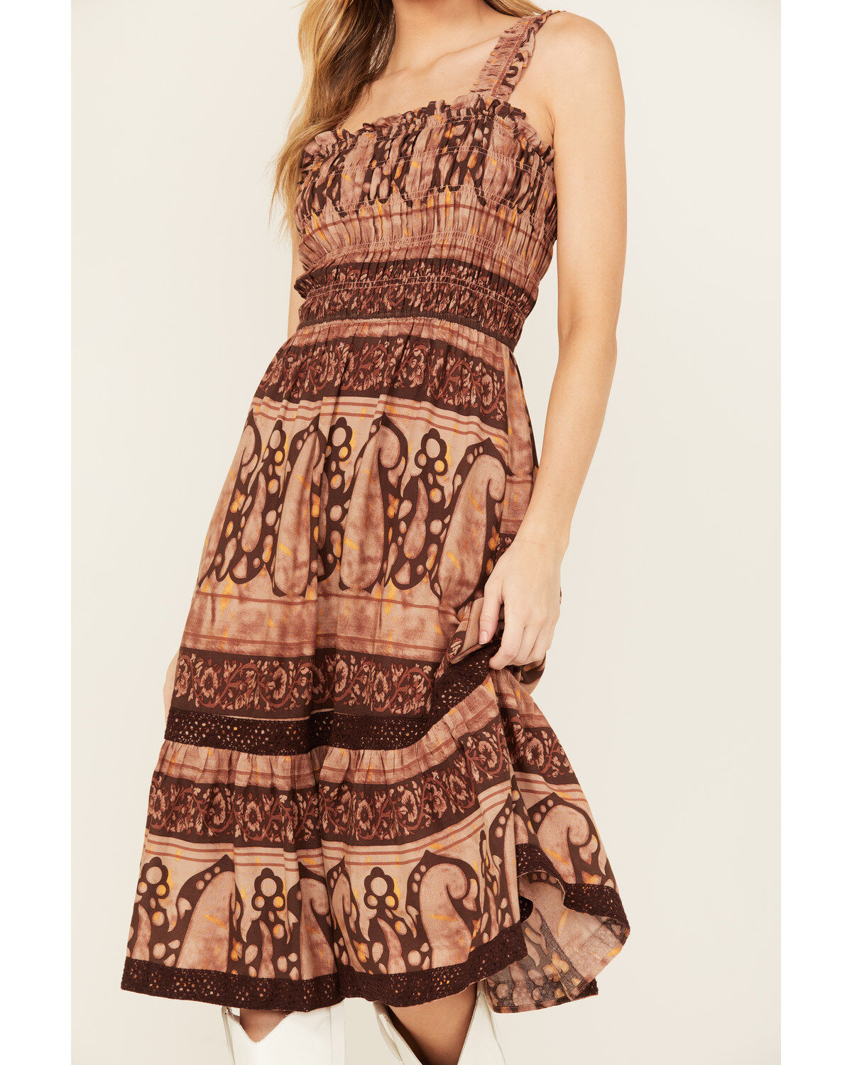 Image #3 - Shyanne Women's Challis Printed Midi Dress, Coral, hi-res