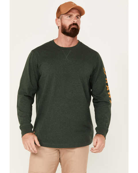 Hawx Men's Season Logo Long Sleeve Work Shirt, Green, hi-res