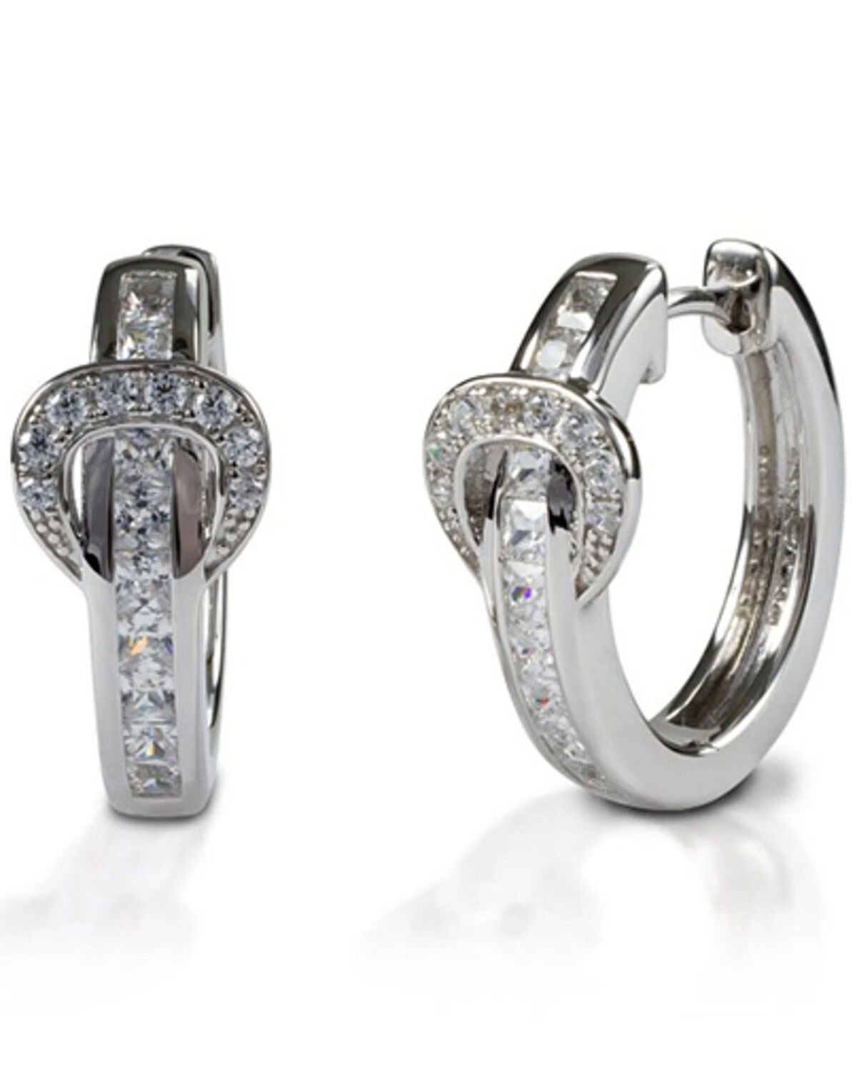 Kelly Herd Women's Clear Contemporary Buckle Hoop Earrings, Silver, hi-res