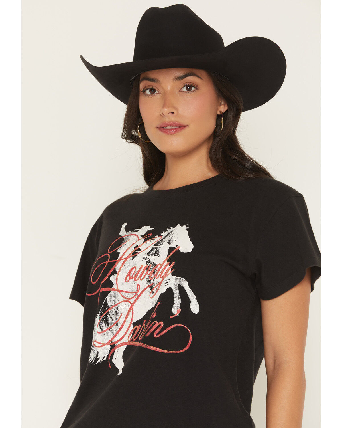 Image #2 - Girl Dangerous Women's Howdy Horse Short Sleeve Graphic Tee, Black, hi-res