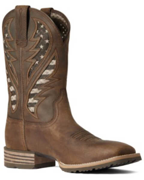 Ariat Men's Hybrid VentTEK Western Boots - Broad Square Toe, Brown, hi-res