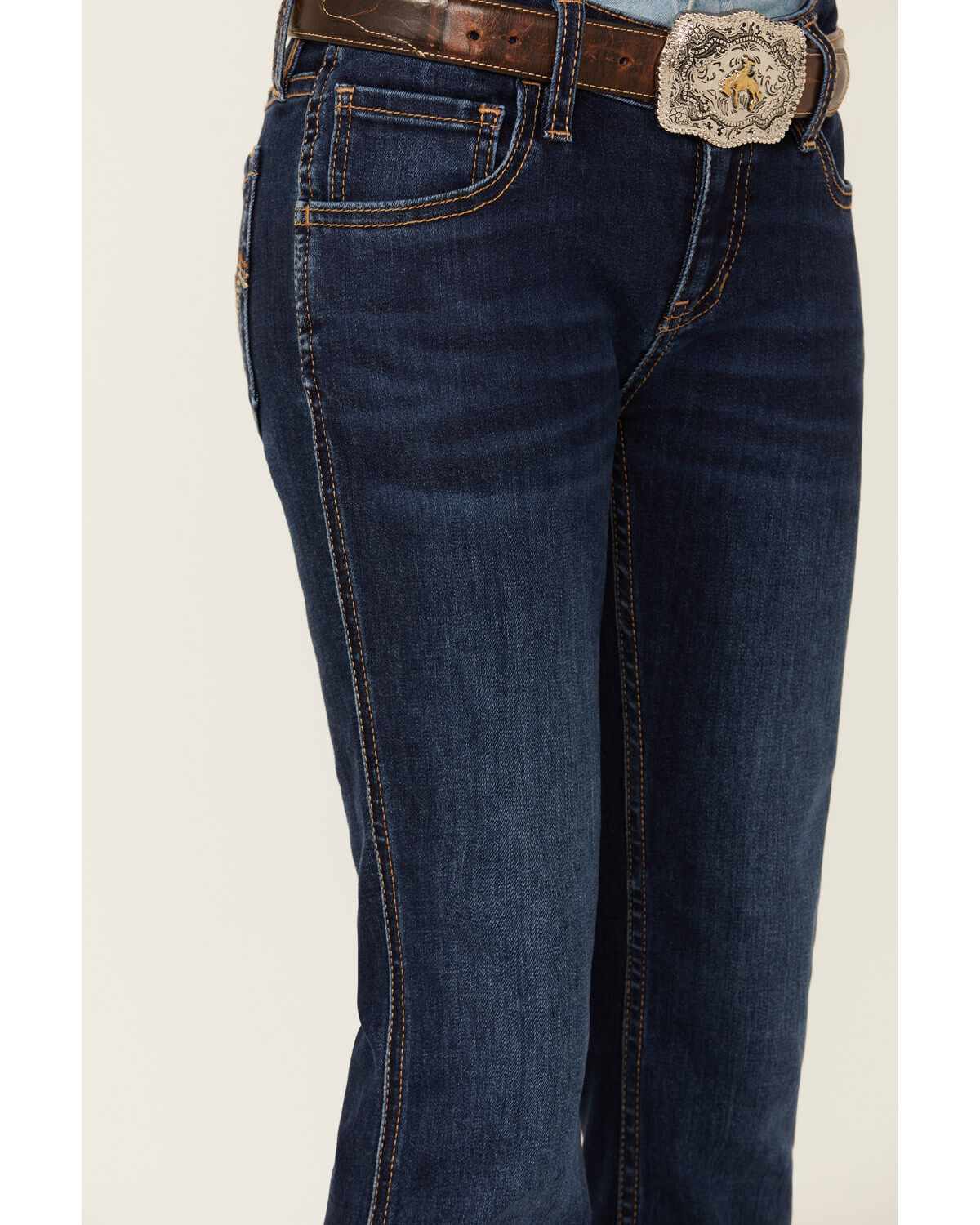Image #3 - Shyanne Girls' Dark Wash Stretch Bootcut Riding Jeans, Dark Wash, hi-res