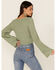 Lush Clothing Cinch Front Pointelle Bell Sleeve Top, Sage, hi-res