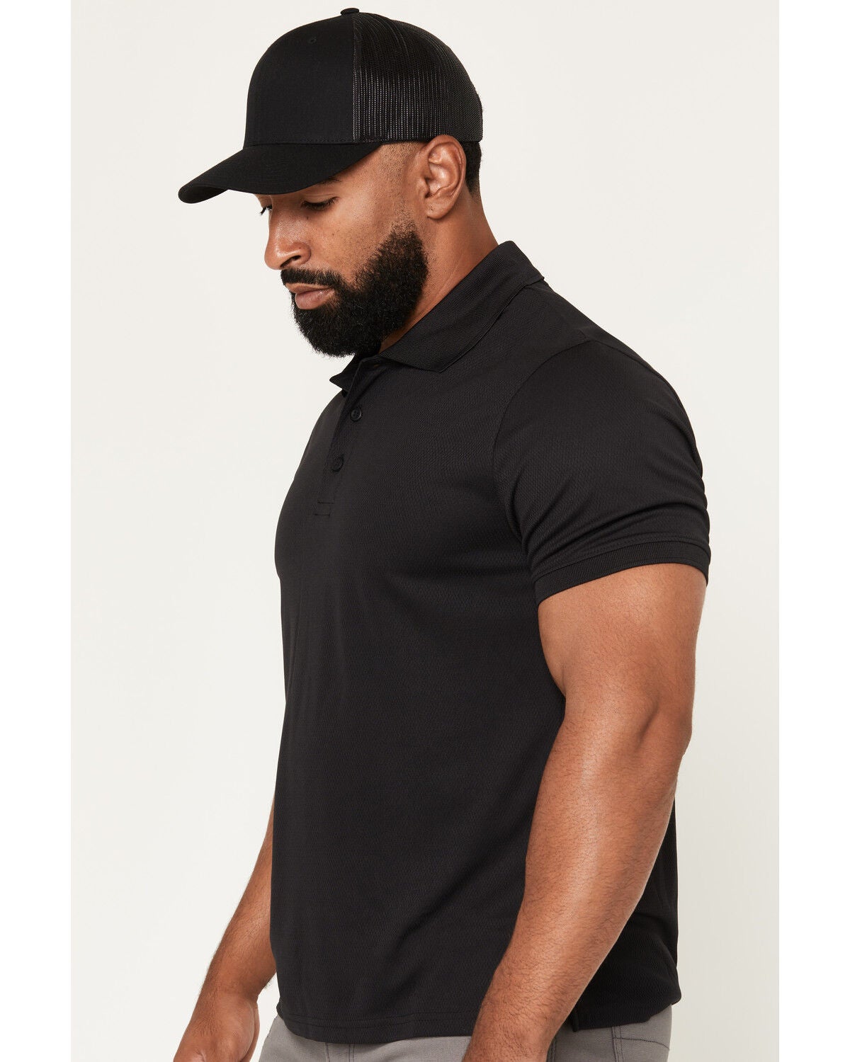 Image #2 - Strauss Men's Solid Short Sleeve Button-Down Performance Polo Shirt, Black, hi-res