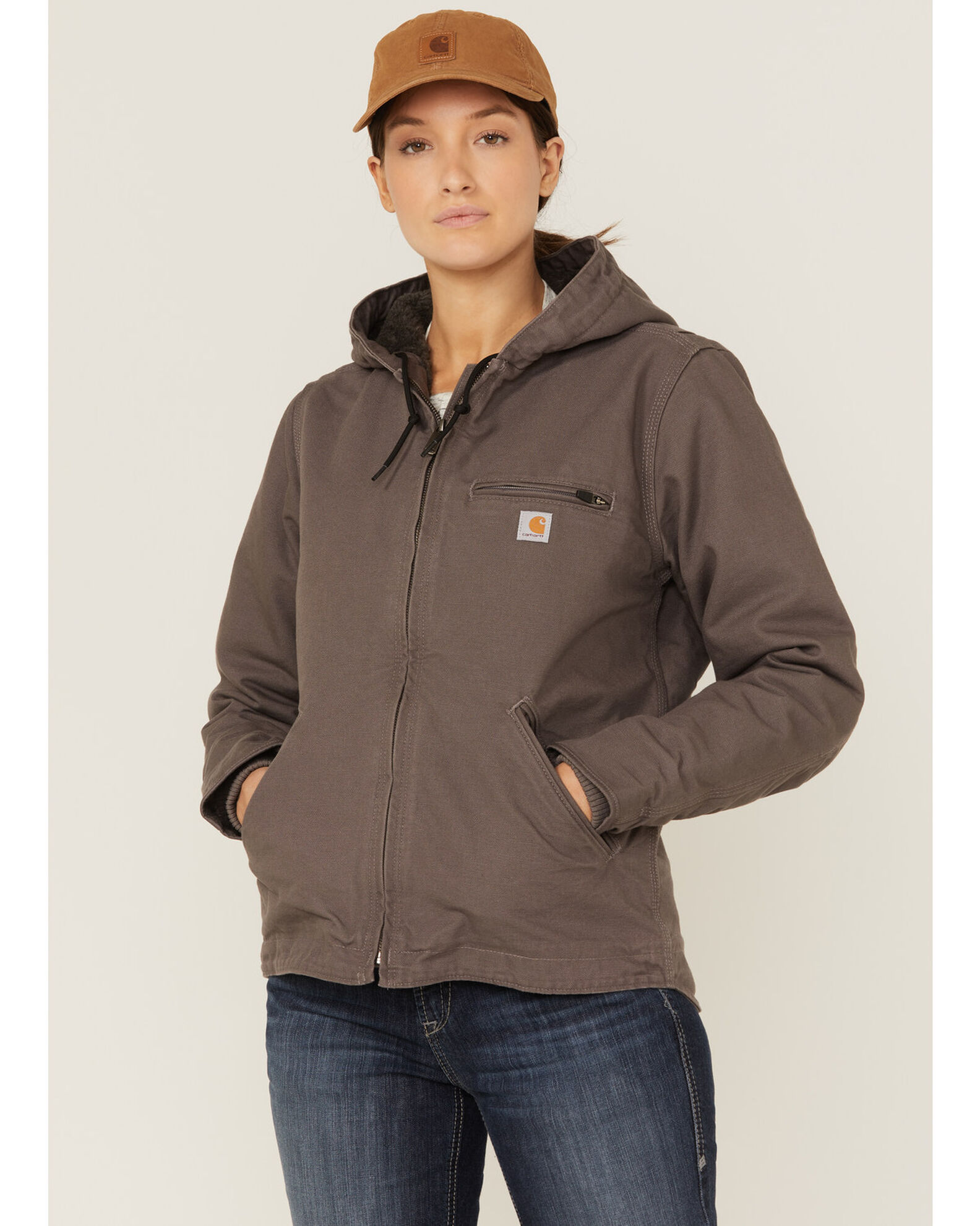 Carhartt Women s Taupe Washed Duck Sherpa Lined Jacket