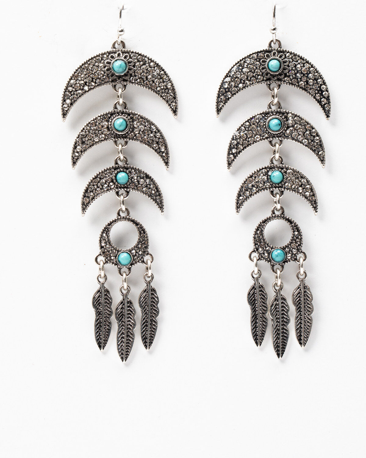 Image #1 - Shyanne Women's Sparkle N' Spice Crescent Dreamcatcher Earrings, Silver, hi-res