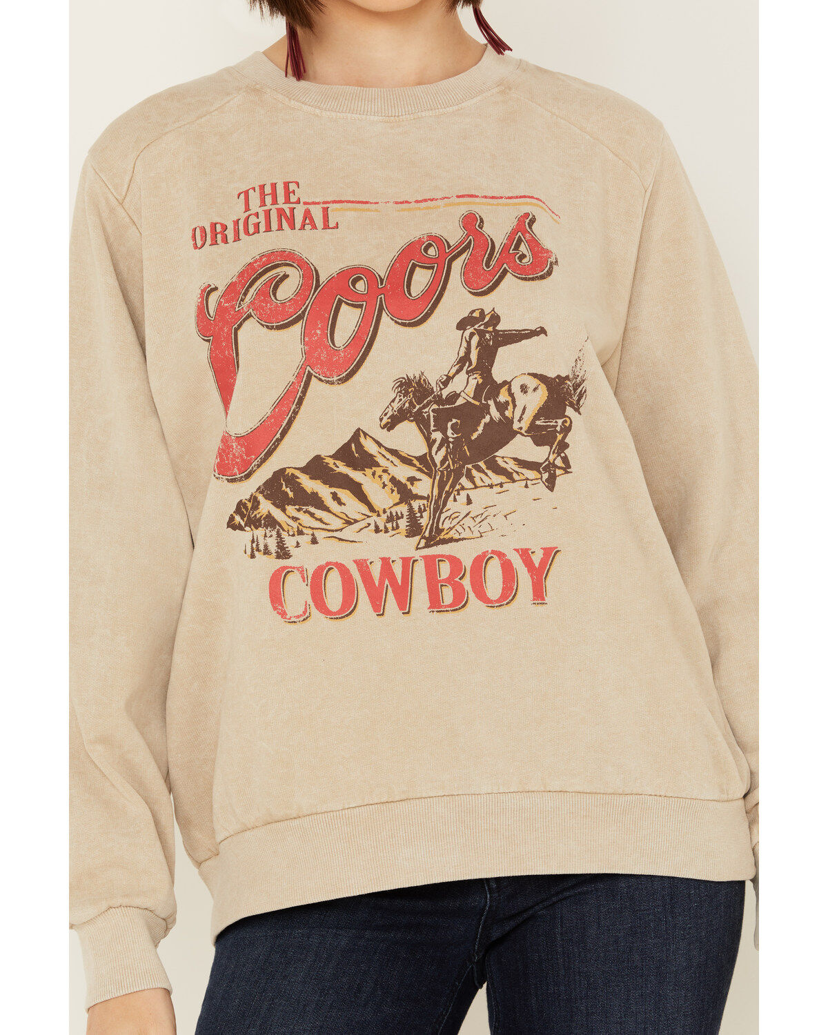 Image #3 - Coors Women's OG Coors Cowboy Graphic Crewneck Sweatshirt, Cream, hi-res