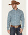 Image #1 - Cody James Core Men's Workforce Floral Print Long Sleeve Button-Down Western Shirt , Blue/white, hi-res
