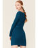 Panhandle Women's Long Sleeve Ribbed Knit Mini Dress, Teal, hi-res