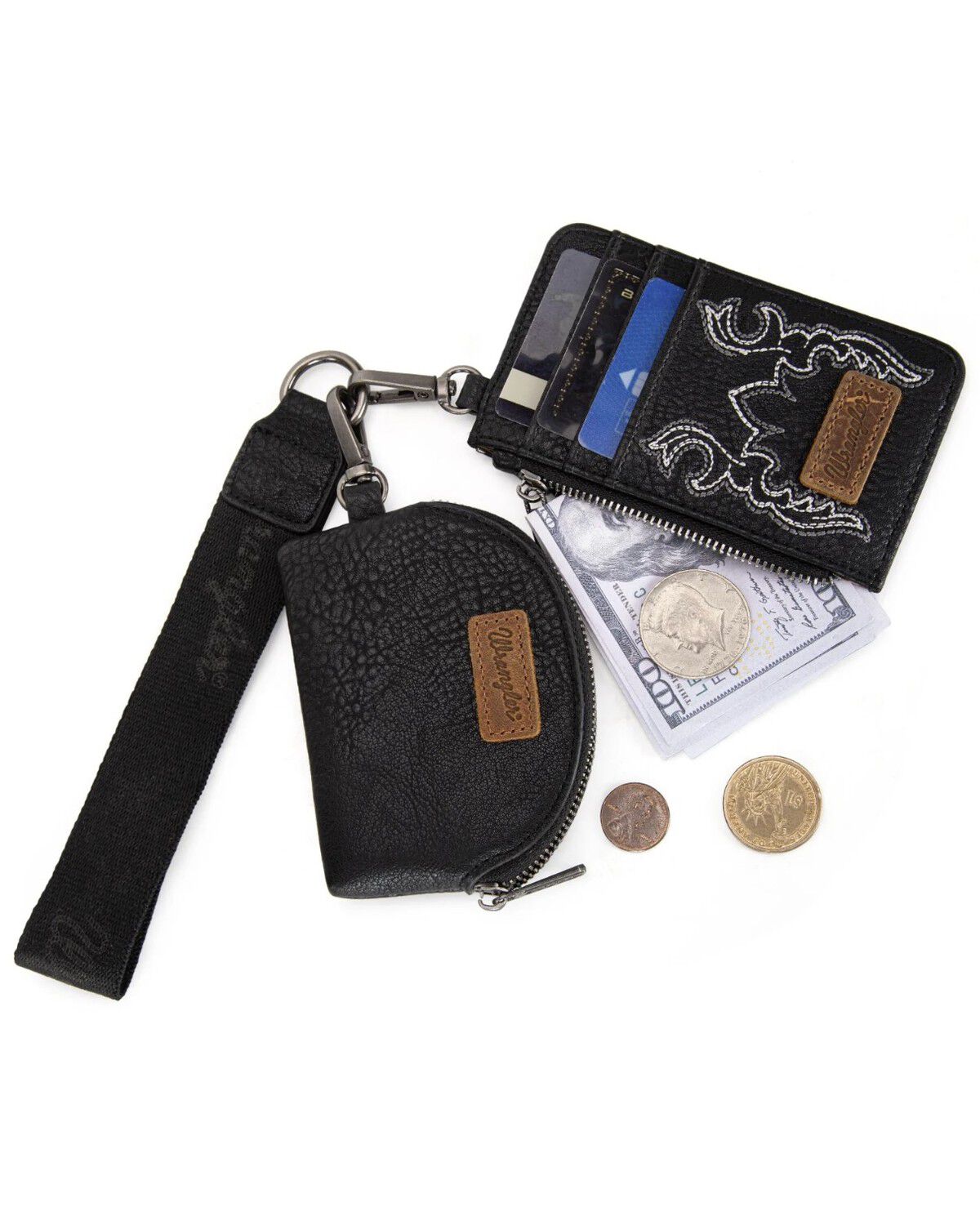 Image #3 - Wrangler Women's Jessie Tooled Wristlet Wallet, Black, hi-res