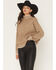Image #1 - Elan Women's Whipstitch Turtleneck Sweater, Camel, hi-res
