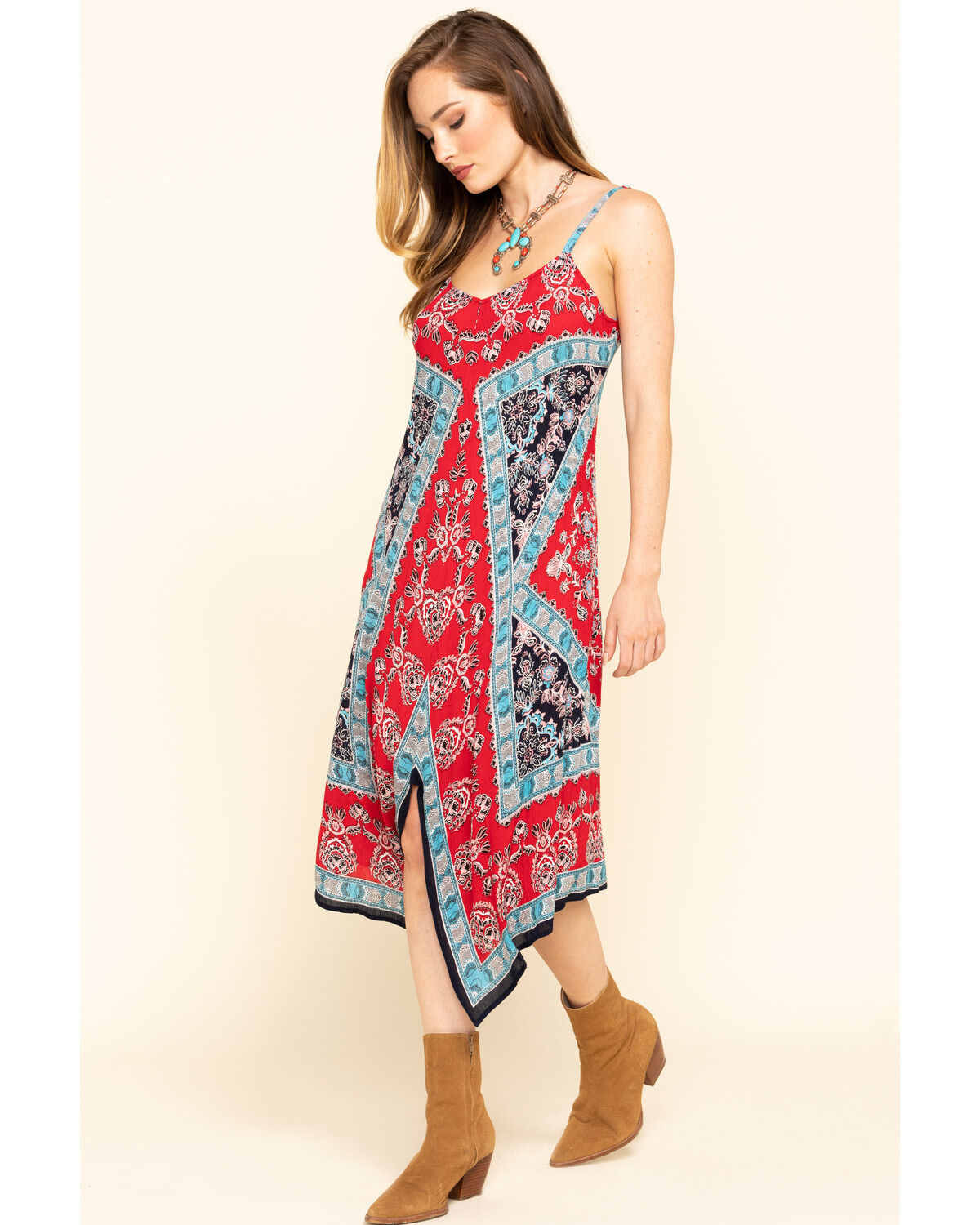 Image #6 - Bila Women's Border Print Hanky Hem Slip Dress, , hi-res