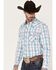 Wrangler 20x Men's Plaid Print Long Sleeve Snap Western Shirt, Teal, hi-res