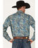 Stetson Men's Paisley Print Long Sleeve Western Shirt, Blue, hi-res