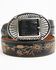Image #1 - Shyanne Women's Exotic Ostrich Floral Embroidered Belt, Black, hi-res