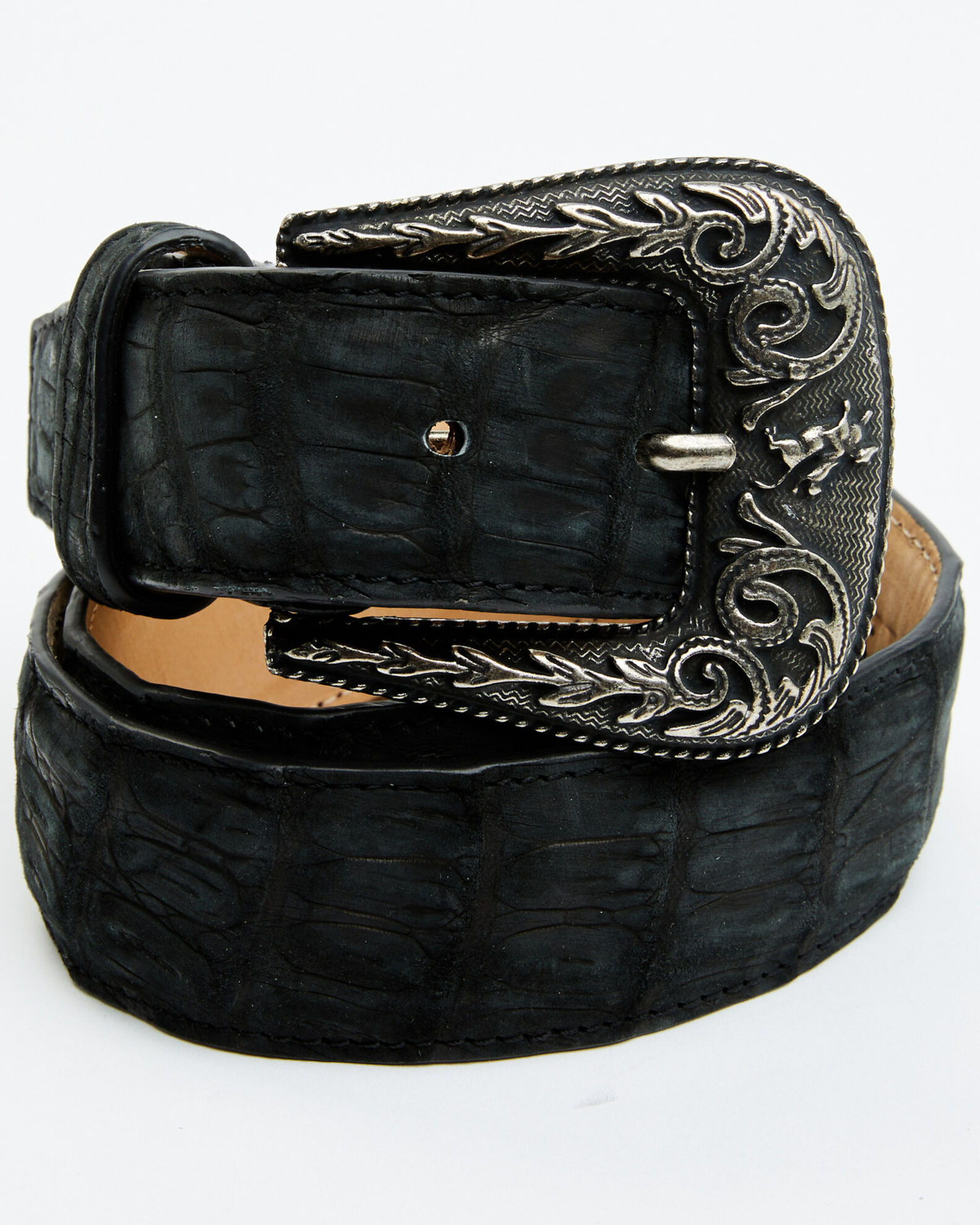 Image #1 - Cody James Men's Nubuck Suede Caiman Leather Belt, Black, hi-res