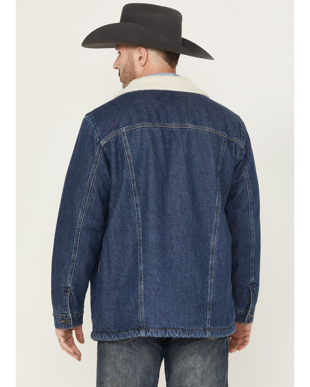 Image #4 - Wrangler Men's Sherpa Lined Denim Coat, Dark Medium Wash, hi-res